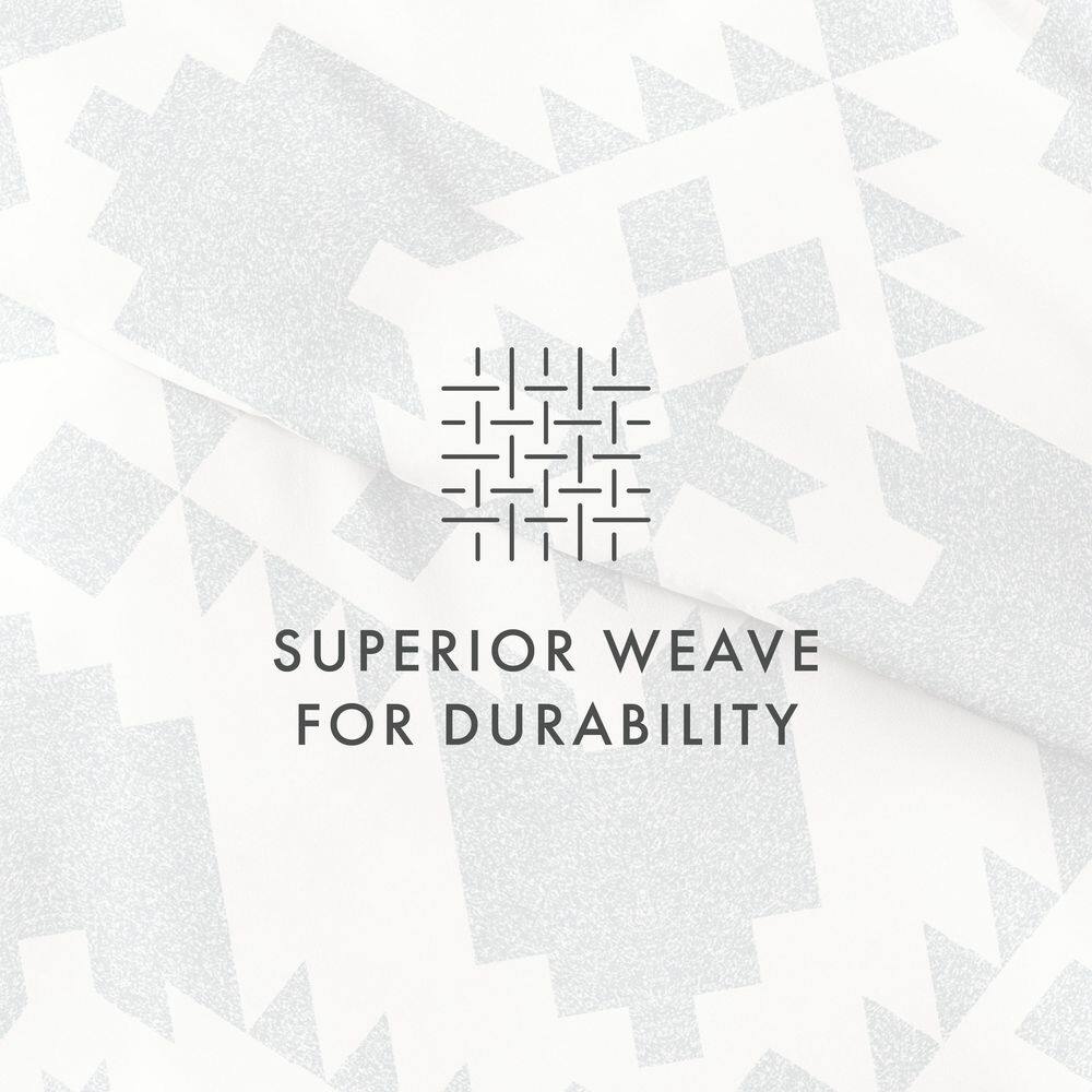 Teal and White Geometric Microfiber Twin Duvet Cover Set