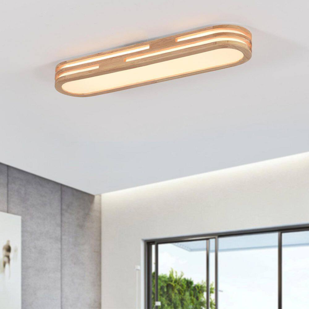Binze 24 in. Minimalist Long Oval Gloss Wood Flush Mount LED-Light for Kitchen Hallway price history on PriceWatchPro