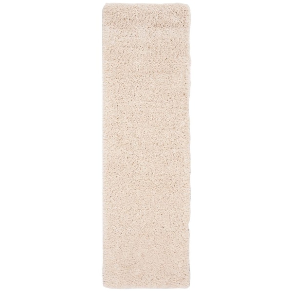 Fontana Shag 2 ft. x 14 ft. Cream Solid Runner Rug
