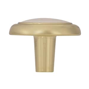 Everyday Heritage 1-1/4 in. (32mm) Traditional White/Polished Brass Round Cabinet Knob