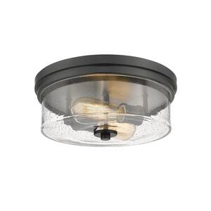 AFX Archer 3.88 in. 2-Light Black Smart Flush Mount ACF13BK