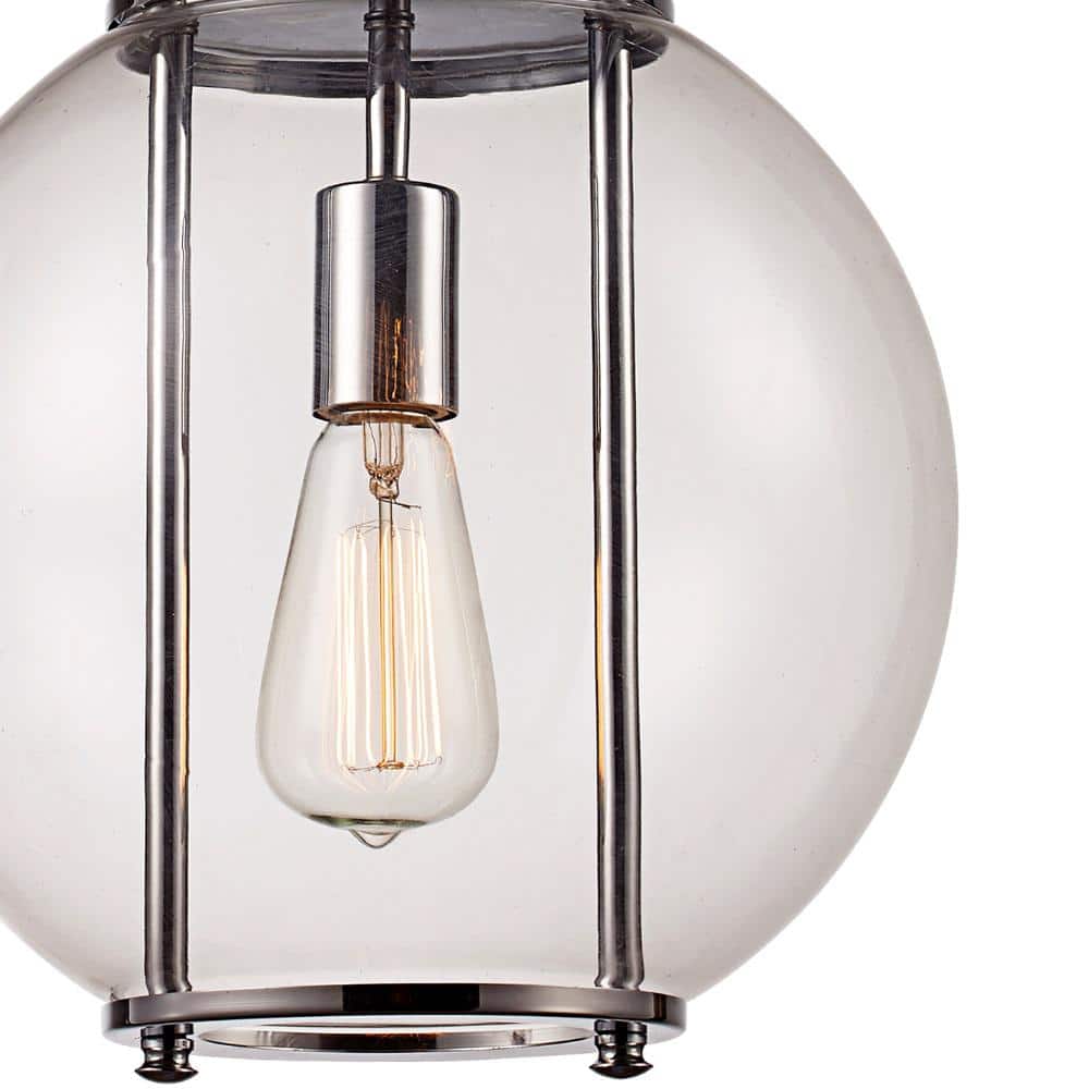 Grove Polished Chrome Globe Pendant Light with Clear Glass Shade
