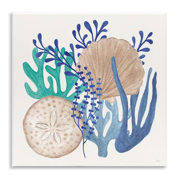 Stupell Industries Coastal Sea Life by Veronique Charron Unframed Coastal Graphic Art Print 12 in. x 12 in.