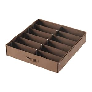 27 in. x 24 in. 12-Pair Brown Fabric Underbed Shoe Storage