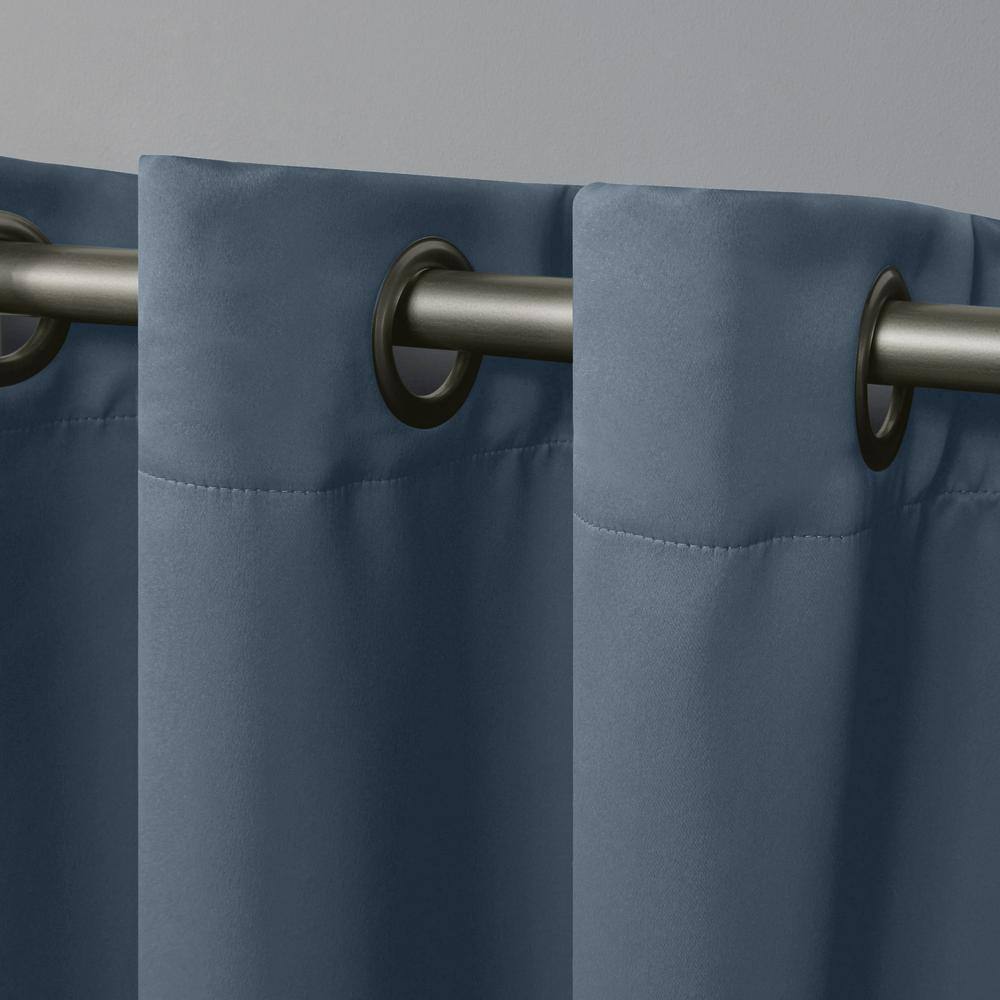 Vintage Indigo Polyester Blackout Grommet Curtain Panels, 52" x 84"