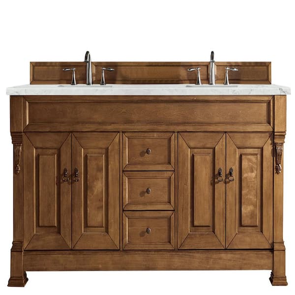 James Martin Vanities Brookfield 72 in. W x 23.5 in. D x 34.3 in. H Double Vanity in Country Oak with Eternal Jasmine Pearl Top