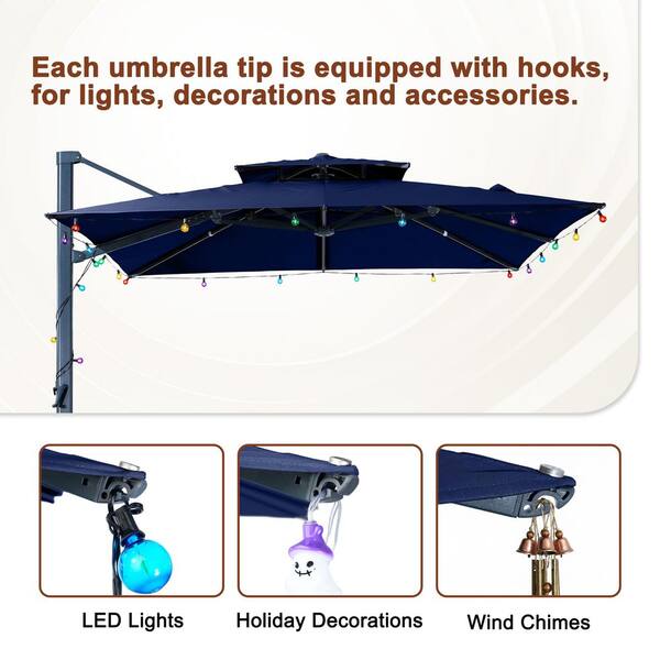 Mondawe 10 ft. x 10 ft. Double Top Cantilever Patio Umbrella in