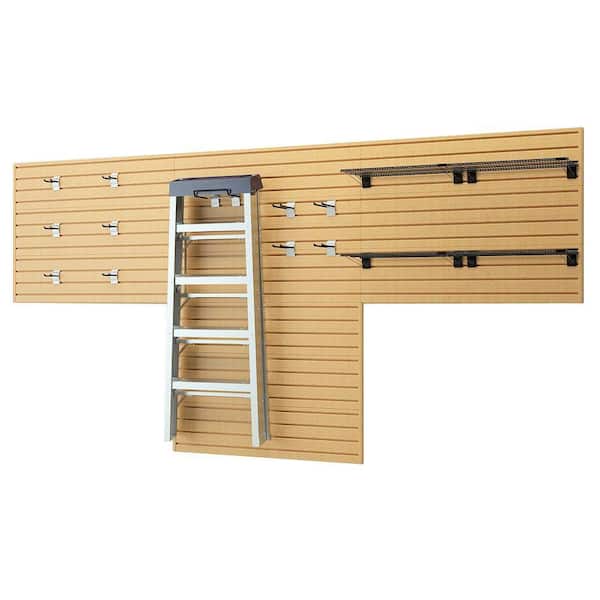 Flow Wall 72 in. H x 144 in. W Maple Garage Wall Panel Set with Storage Hooks
