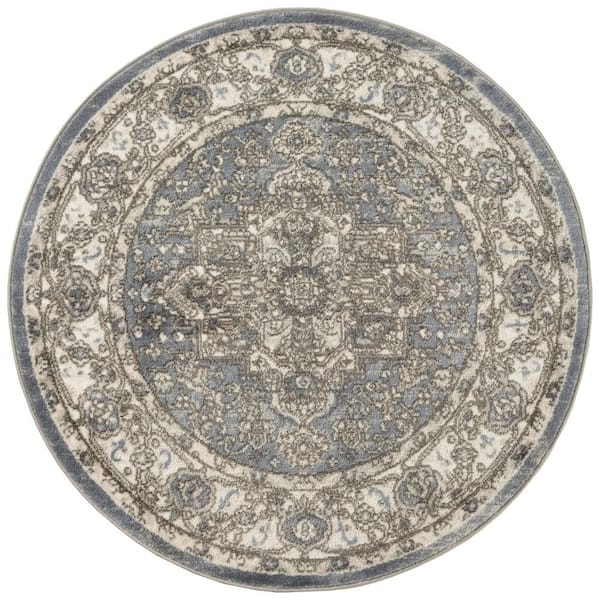 Nourison Concerto Blue 8 ft. x 8 ft. Center medallion Transitional Round Area Rug