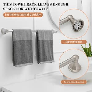 Traditional 24 in. Wall Mounted Bathroom Accessories Towel Bar Space Saving and Easy to Install in Brushed Nickel