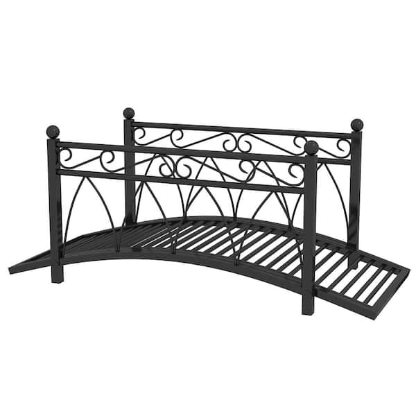 Outsunny 3.3 Ft. Metal Arch Zen Garden Bridge With Safety Siderails 