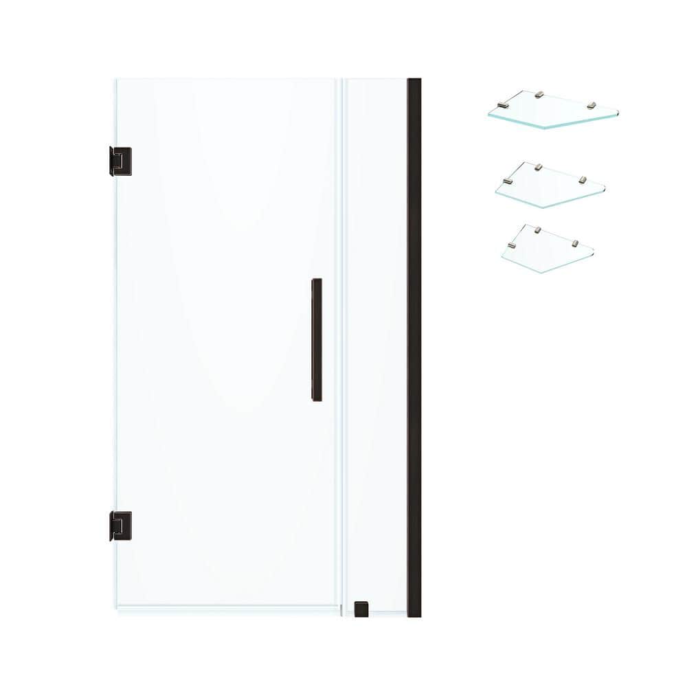 Tampa-Pro 41" Oil Rubbed Bronze Frameless Shower Kit with Shelves