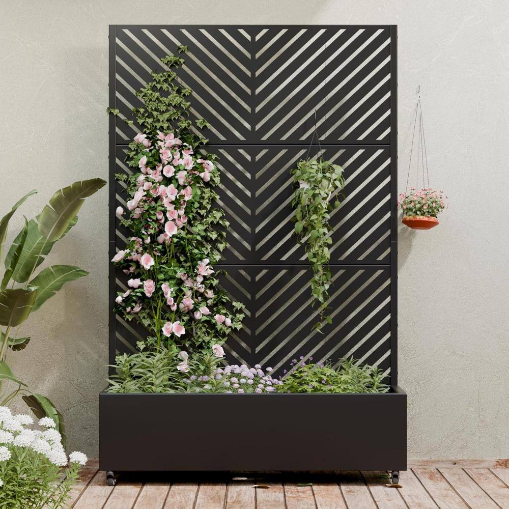 "73""x47""x16"" Metal Raised Garden Bed with Trellis and Wheels, Planter Box for Climbing Plants, Black Parallel" price history on PriceWatchPro