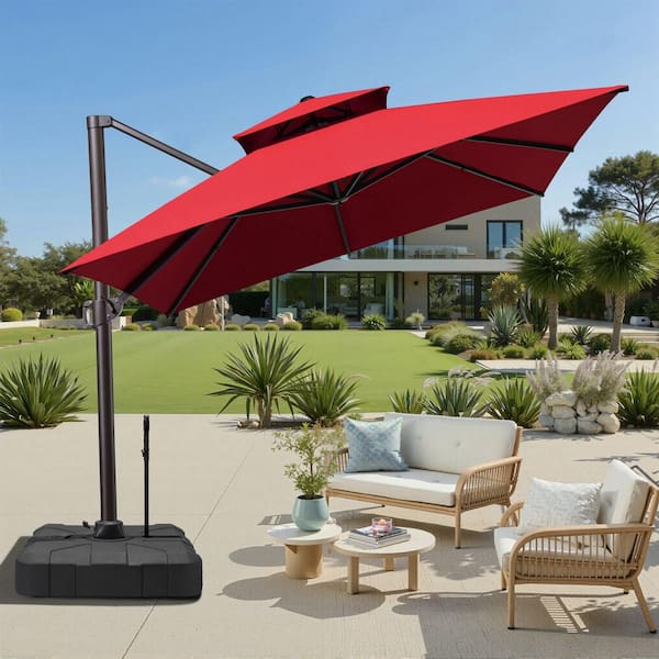 12x14 patio umbrella rectangular PURPLE LEAF Cantilever 10' X 12' Large, Wind Resistant,Beige friendly appeal. 912 ft Sunbrella Umbrella, Large