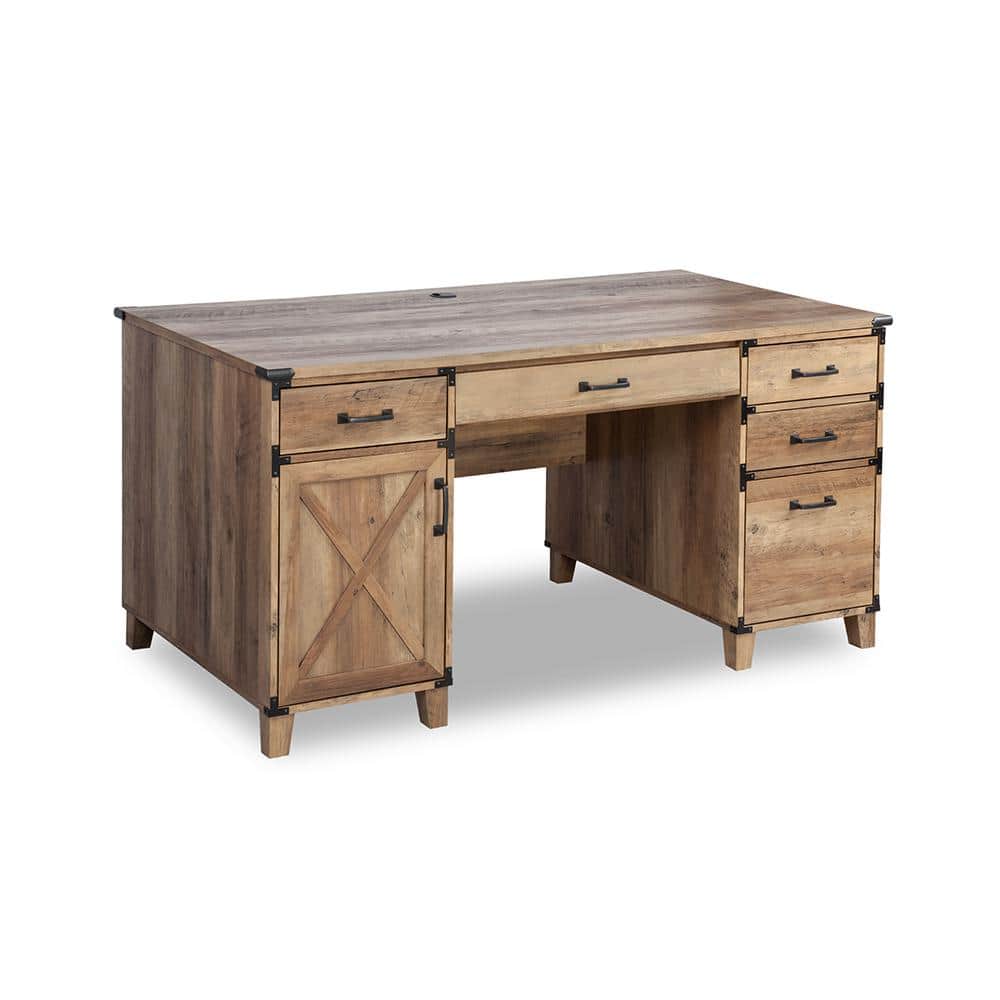 Wood pedestal desk discount