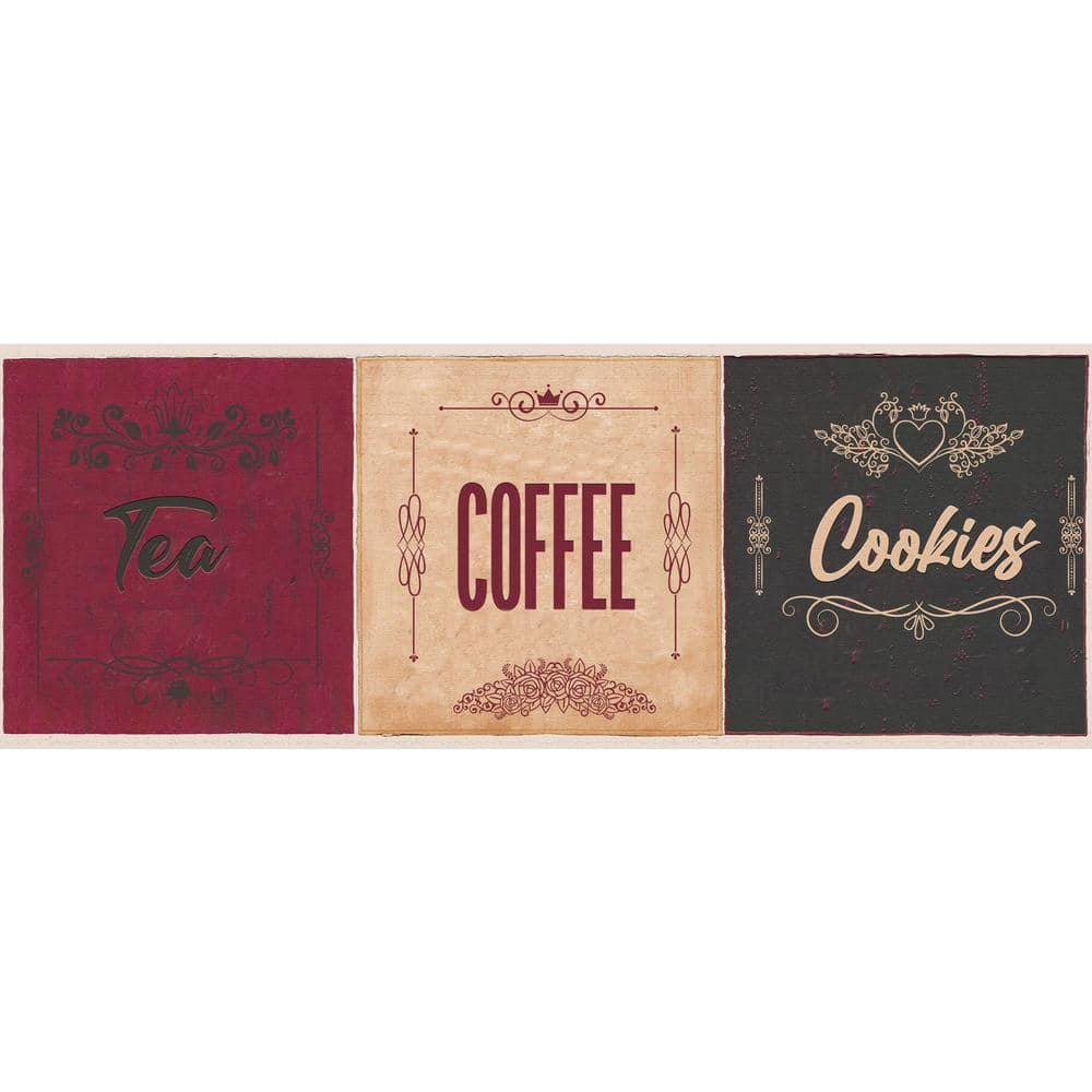 Falkirk Dandy Burgundy, Beige, Black Tea, Coffee, Cookies Kitchen Peel and 