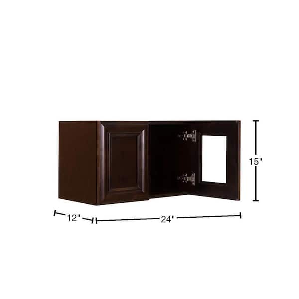 LIFEART CABINETRY Edinburgh Assembled 24 in. x 18 in. x 12 in. Wall Mullion Door Cabinet with 2 Doors in Espresso