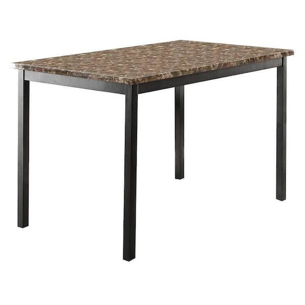 EVERGLADE HOME Roland 48 in. Rectangular Brown Faux Marble Top Dining Table with Black Metal Frame (Seats 4)