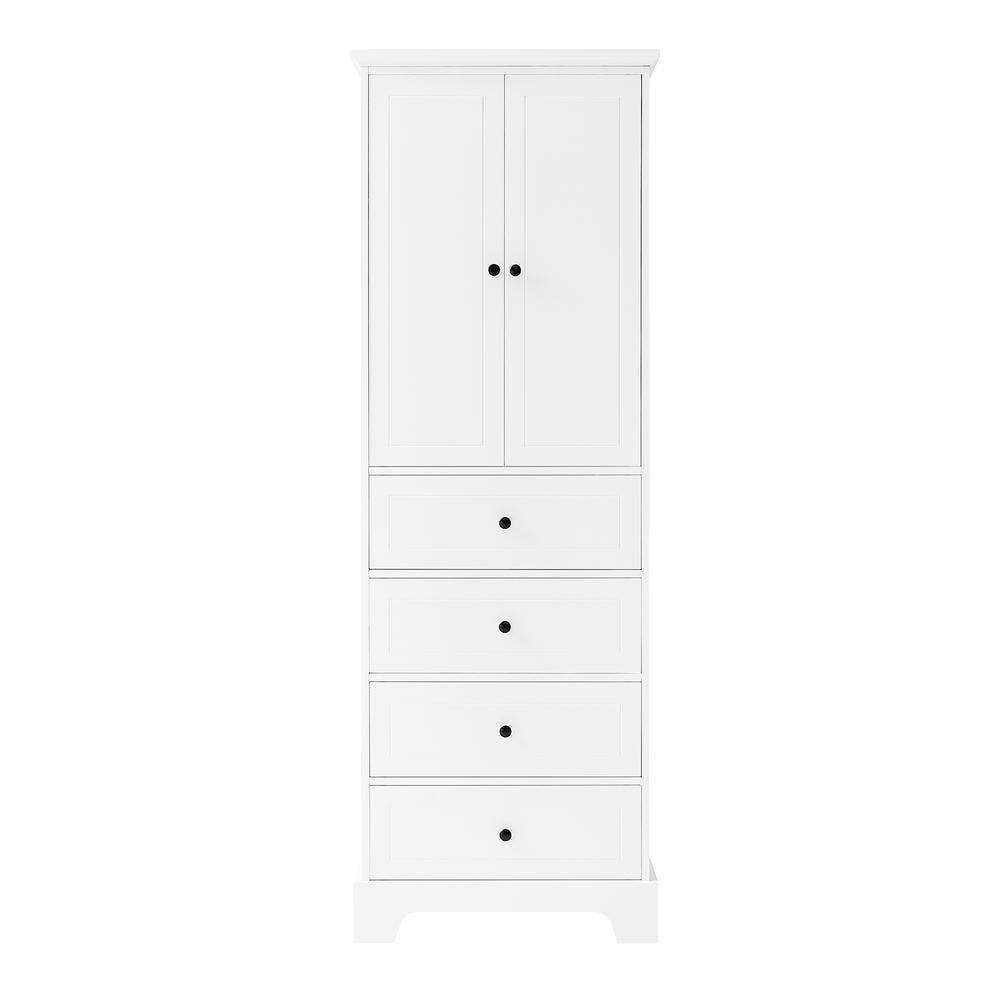 15.74 in. W x 11.8 in. D x 64.96 in. H White Narrow Height Slim Tall Linen Cabinet