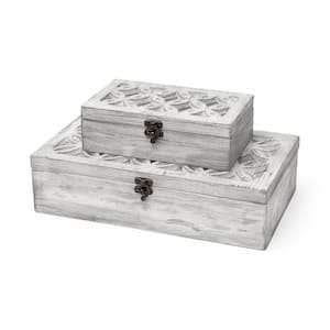 Floribundus Off-White Decorative Boxes (Set of 2)