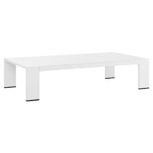 Tahoe White Powder-Coated Rectangle Aluminum Outdoor Patio Coffee Table