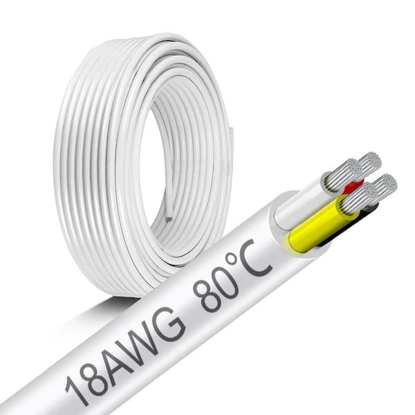 50 ft. 22/4 Gauge Stranded Tinned Copper Wire, Red Black Yellow White, PVC Insulated Thermostat Wire for LED Lighting