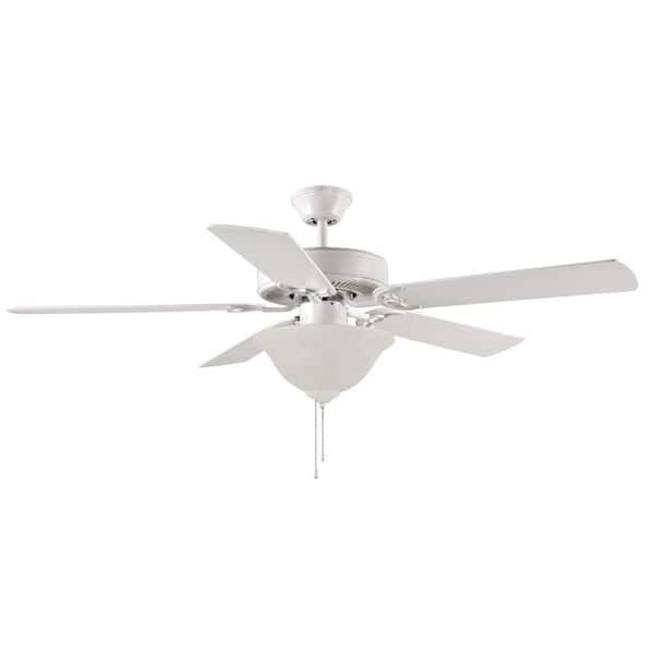 Bel Air Lighting 52 in. White Ceiling Fan with Alabaster Glass