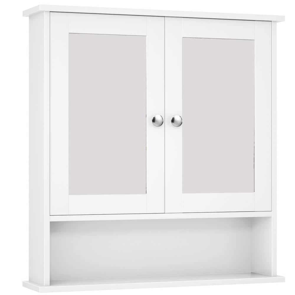 22 in. W x 5 in. D x 23 in. H Double Door Wall Mounted Bathroom Storage Wall Cabinet in White with Storage Shelf price history on PriceWatchPro