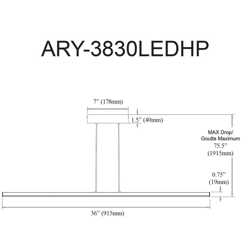 Aged Brass 36" LED Linear Pendant Light with Glass Shade