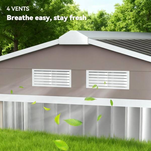 Zeus & Ruta 7 ft. W x 4 ft. D Gray Metal Garden Shed for Outdoor