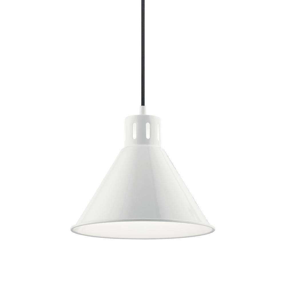 Zailey 10.75" Black and White Transitional Bowl Pendant Light