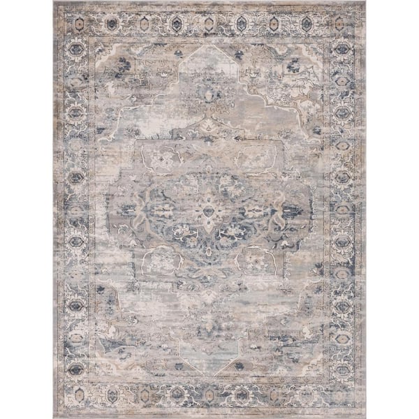 Unique Loom Portland Canby Ivory/Gray 9 ft. x 12 ft. Area Rug 3147282 ...