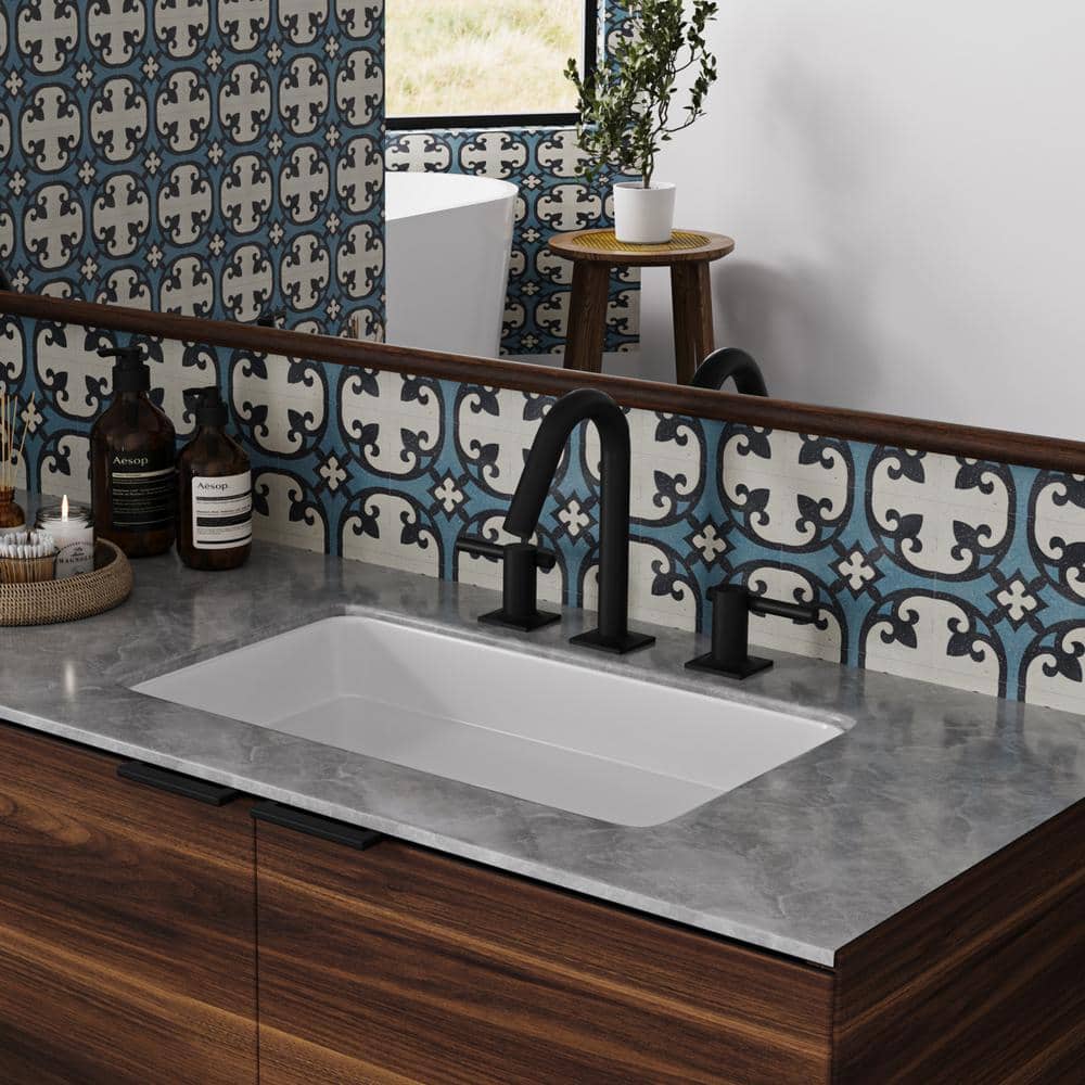 Matte Black 8-Inch Widespread Double Handle Bathroom Faucet