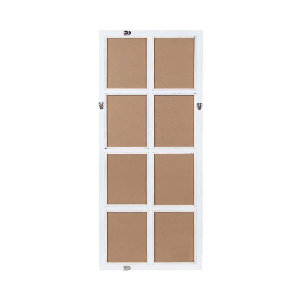 Hogan Rustic White Wooden Windowpane 22" x 46" Wall Mirror