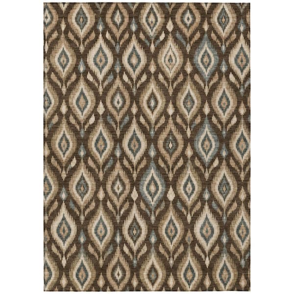Chantille Machine Washable Indoor/Outdoor Abstract ACN3069 Coffee 10 ft. x 14 ft. Area Rug