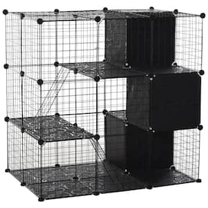 41.25 in. L x 27.5 in. W x 41.25 in. H Pet Playpen Small Animal Cage 56 Panels WITH Doors, Ramps and Storage Shelf