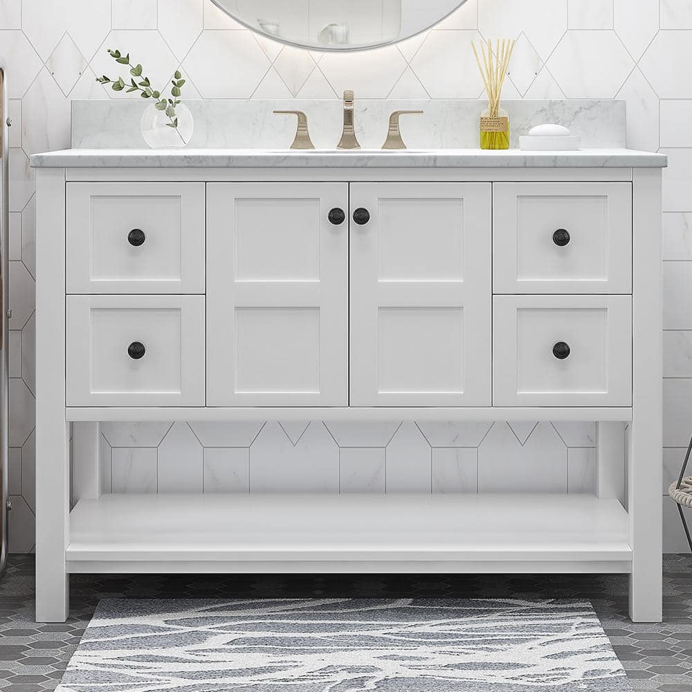 49 in. W x 22 in. D x 40 in. H Single Sink Freestanding Bath Vanity in Whit