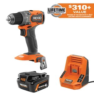 18V 4.0 Ah MAX Output Battery and Rapid Charger Kit with 18V SubCompact Brushless Cordless 1/2 in. Drill/Driver