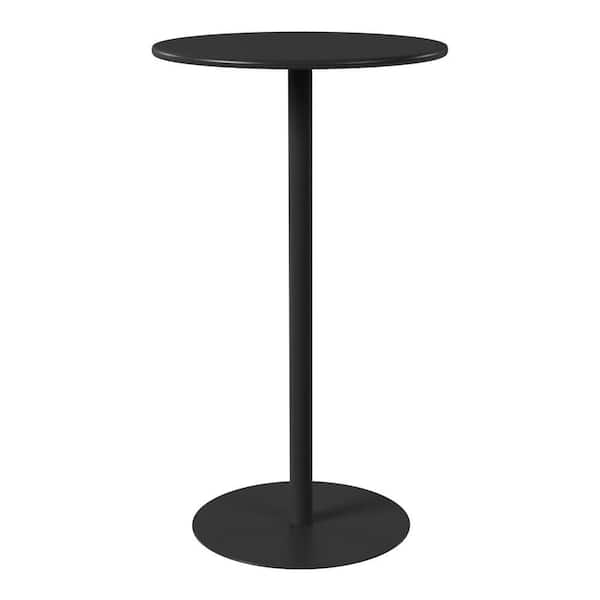 Frond&Form Outdoor Patio Modern Bar Height 23.5 in. Round Steel Bistro Dining Table w/ Sturdy Tulip Base, Black