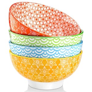 14 fl. oz. Assorted Colors Porcelain Bowls for Cereal Rice Soup Salad (Set of 4)