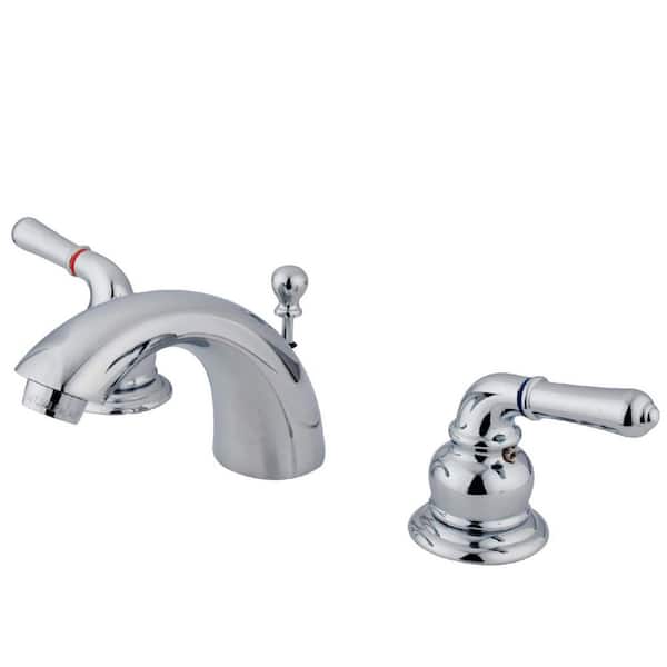 Kingston Brass Mini-Widespread 4 in. Centerset 2-Handle Bathroom Faucet with Brass Pop-Up in Polished Chrome