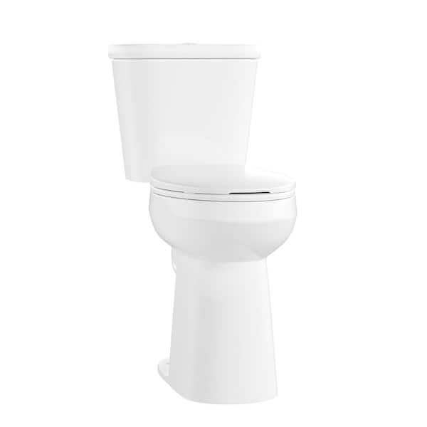 21 in. Extra Tall 2-Piece 1.1/1.6 GPF Dual Flush Elongated Raised Toilet in White 12 in. Rough In, Seat Included