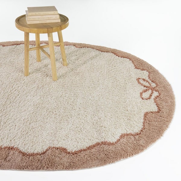 Hilary Coral 6 ft. 7 in. x 9 ft. Oval Kids Ribbon Border Area Rug
