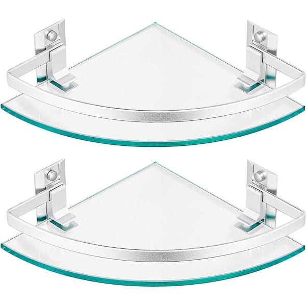 Cubilan 9.5 in. W x 3 in. D Silver Decorative Wall Shelf, Bathroom ...