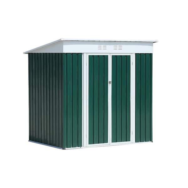 Boosicavelly 6 ft. W x 4 ft. D Green Metal Outdoor Storage Shed with Sliding Doors (24 sq. ft.)
