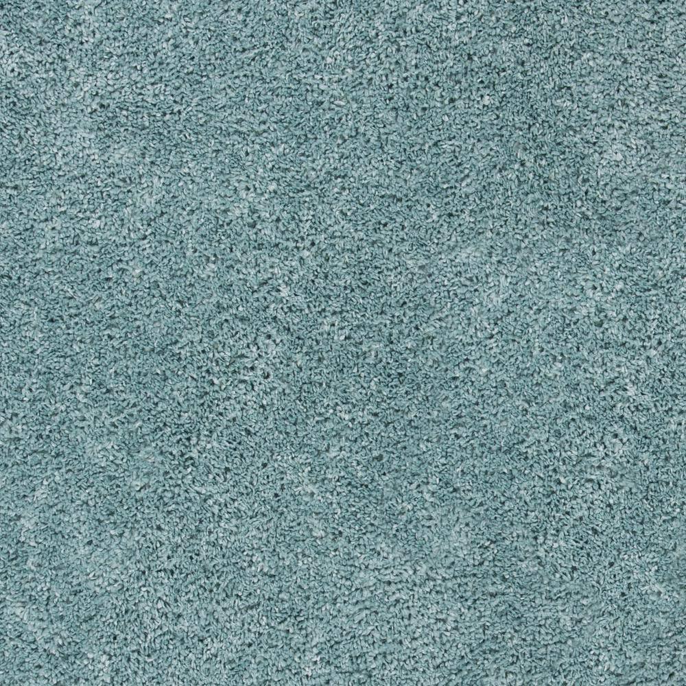 Aqua Round Synthetic Shag Area Rug, 5'3"