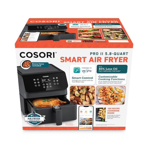 Cosori Pro XL II Smart 5.8 qt. Dark Gray Digital Air Fryer with Pizza Pan  KAAPAFCSSUS0088Y - The Home Depot