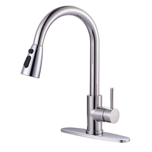 15.3 in. H Touchless Sensor 3-Functions Stainless Steel Single Handle Pull Down Sprayer Kitchen Faucet in Chrome