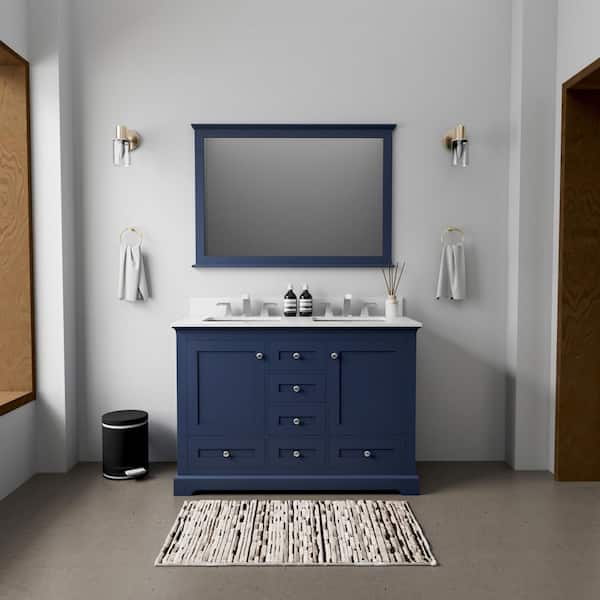 Dukes 48 in. W x 22 in. D Navy Blue Double Bath Vanity and Cultured Marble Top