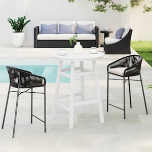 Laguna 35 in. Round HDPE Plastic All Weather Bar Height High Top Bistro Outdoor Bar Table in White